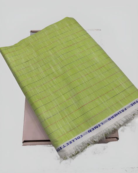 Linen Legacy Cotton Linen Striped Shirting Fabric (Android Green)
