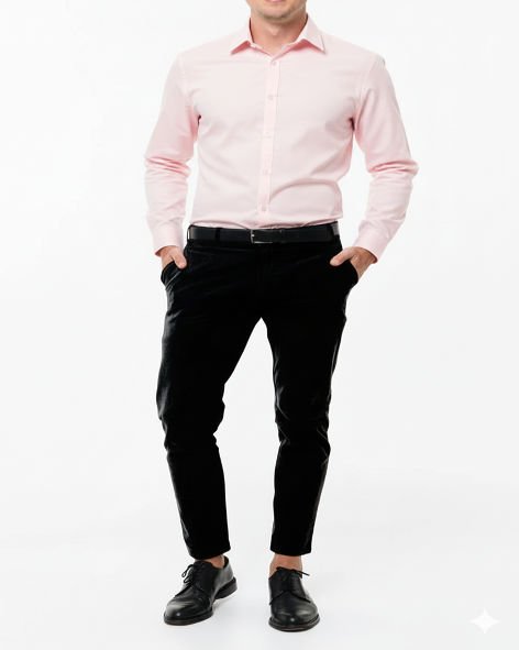 Giza Cotton Plain Baby Pink Cotton Shirt Fabric With Black Pant Fabric Combo