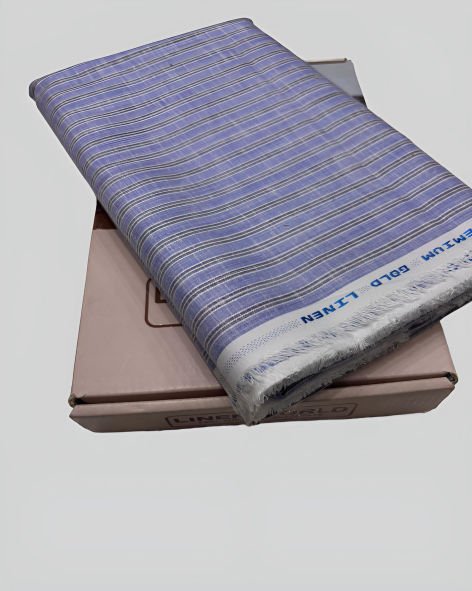 Linen Legacy Cotton Linen Striped Shirting Fabric (Wild Blue Yonder)