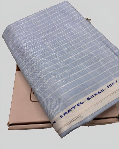 Linen Legacy Cotton Linen Striped Shirting Fabric (Cool Blue)