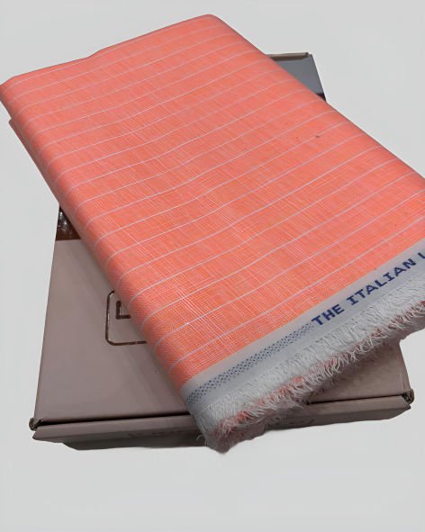 Linen Legacy Cotton Linen Striped Shirting Fabric (Dark Peach)