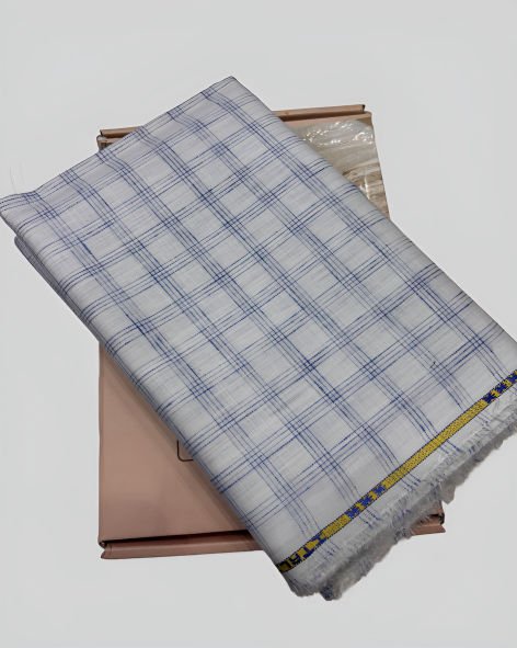 Linen Legacy Cotton Linen Checks Shirting Fabric (White)