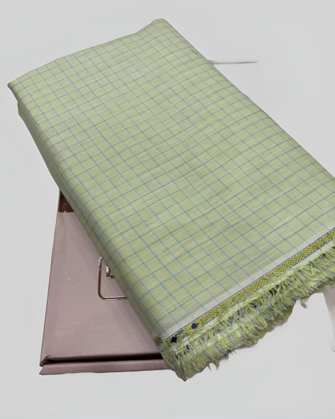 Linen Legacy Cotton Linen Checks Shirting Fabric (Light Grey Green)