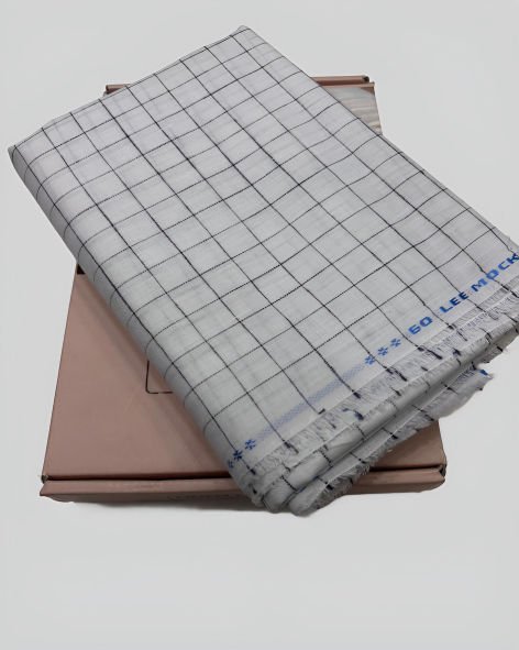 Linen Legacy Cotton Linen Checks Shirting Fabric (White Smoke)