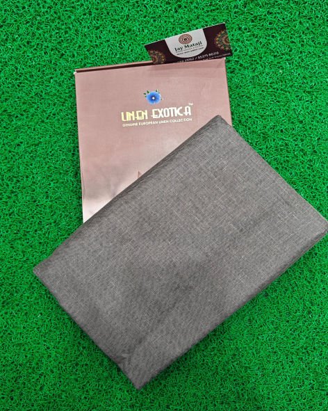 Linen Exotica Grey Unstitched Cotton Linen Blend Plain Shirt Fabric