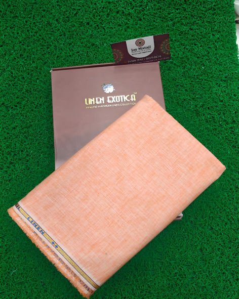 Linen Exotica Peach Unstitched Cotton Linen Blend Plain Shirt Fabric